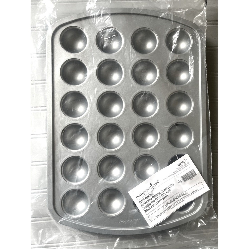 Pampered Chef Donut Hole Baking Pan Nonstick New Sealed Donuts Silver Blue